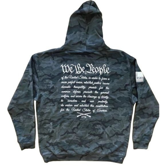 HOWITZER MENS 'WE THE PEOPLE' DISTRESSED GAPHIC GREY/BLACK HOODIE - NWOT - - Picture 2 of 9